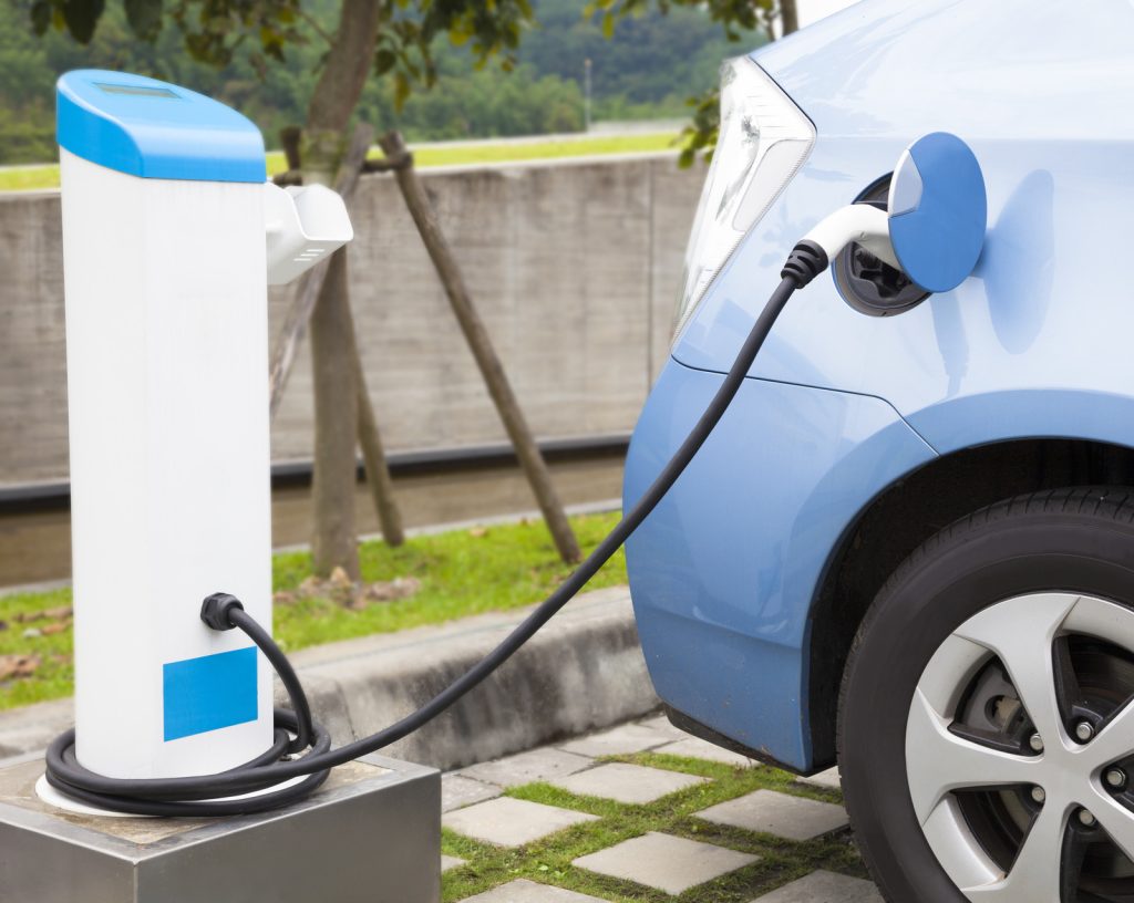 car parked in the charging station